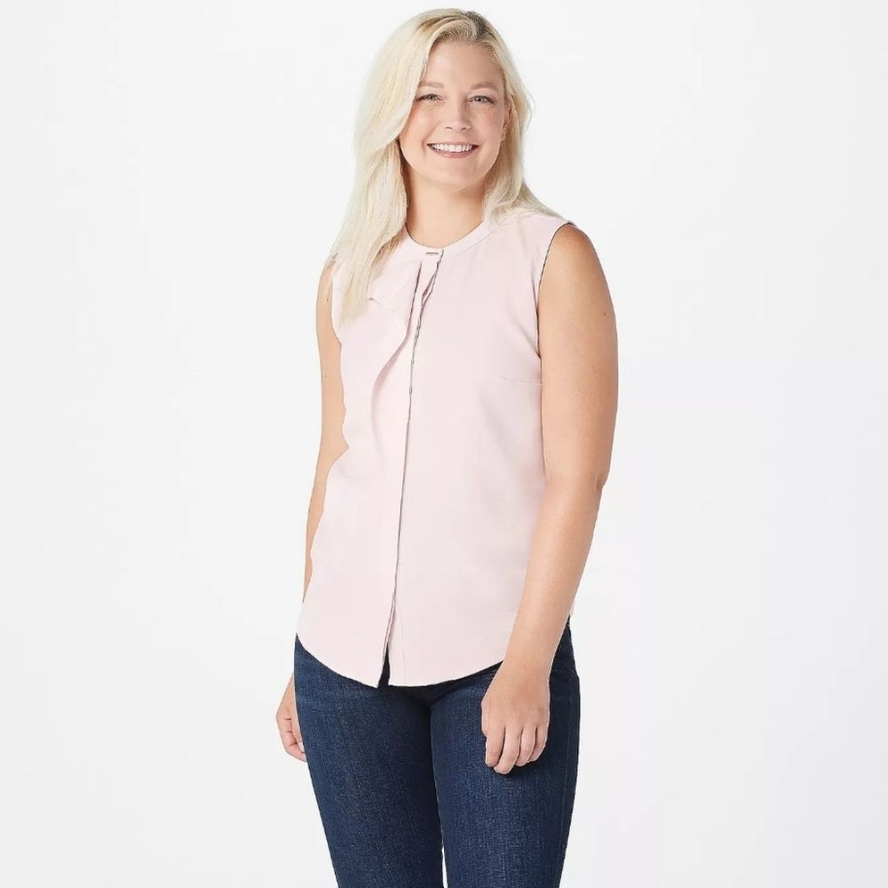 Elizabeth & Clarke Light Pink Sleeveless Button-Down Blouse Sz 6